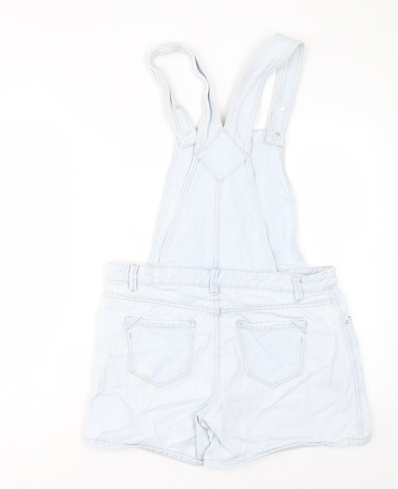 New Look Womens Blue Cotton Dungaree One-Piece Size 12 Button