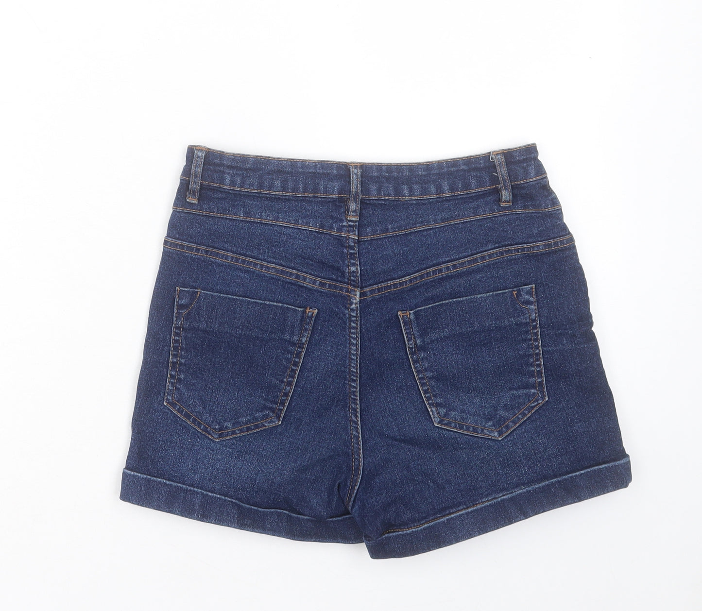 New Look Girls Blue Cotton Boyfriend Shorts Size 12 Years Regular Buckle