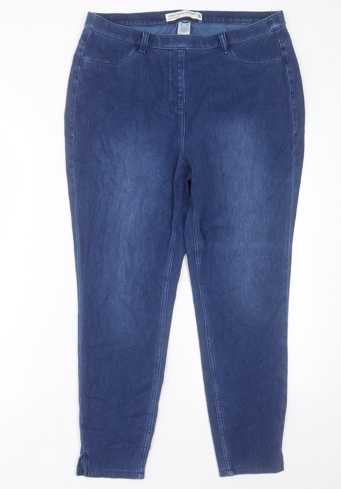 Marks and Spencer Womens Blue Cotton Cropped Jeans Size 16 L26 in Regular Button