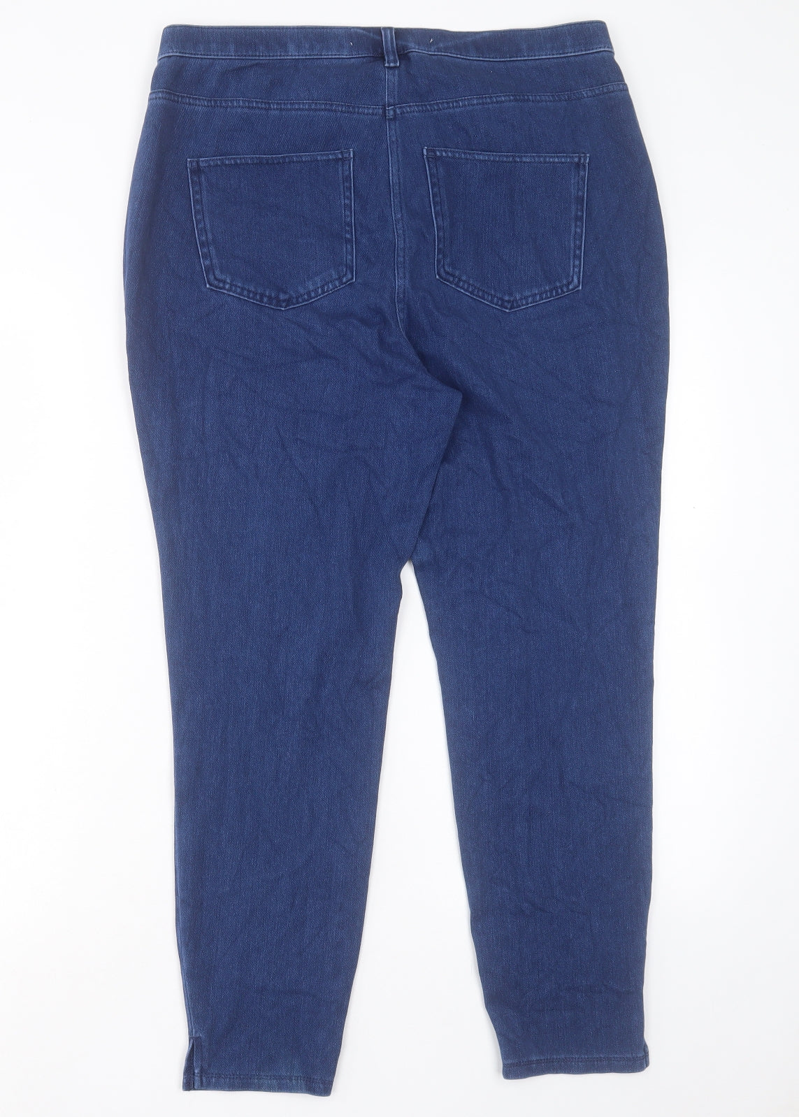Marks and Spencer Womens Blue Cotton Cropped Jeans Size 16 L26 in Regular Button