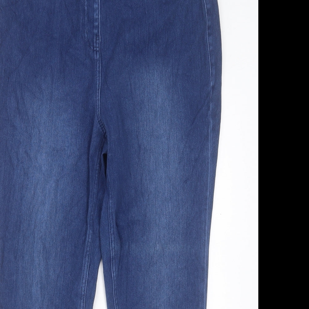 Marks and Spencer Womens Blue Cotton Cropped Jeans Size 16 L26 in Regular Button