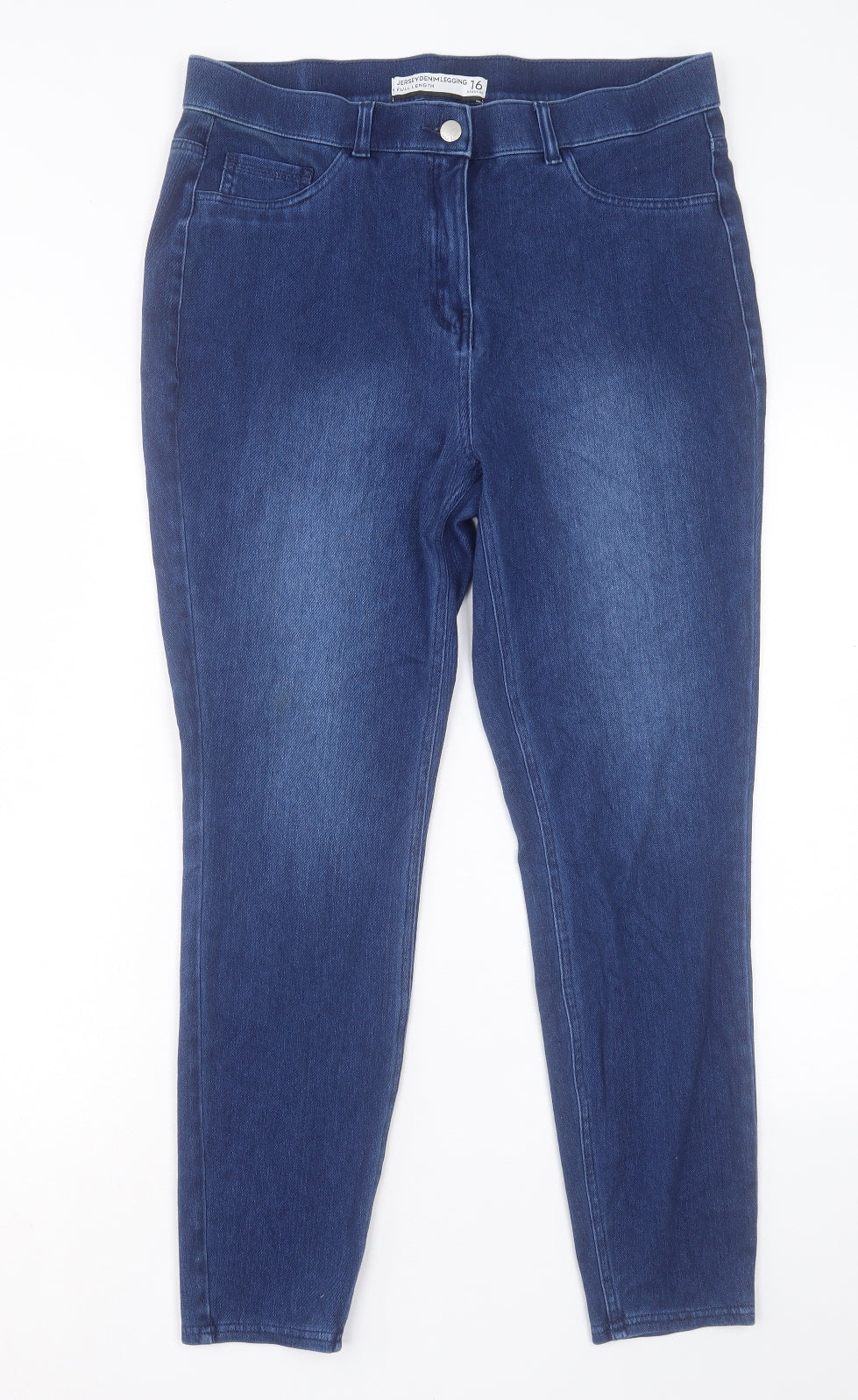 NEXT Womens Blue Cotton Skinny Jeans Size 16 L28 in Regular Button