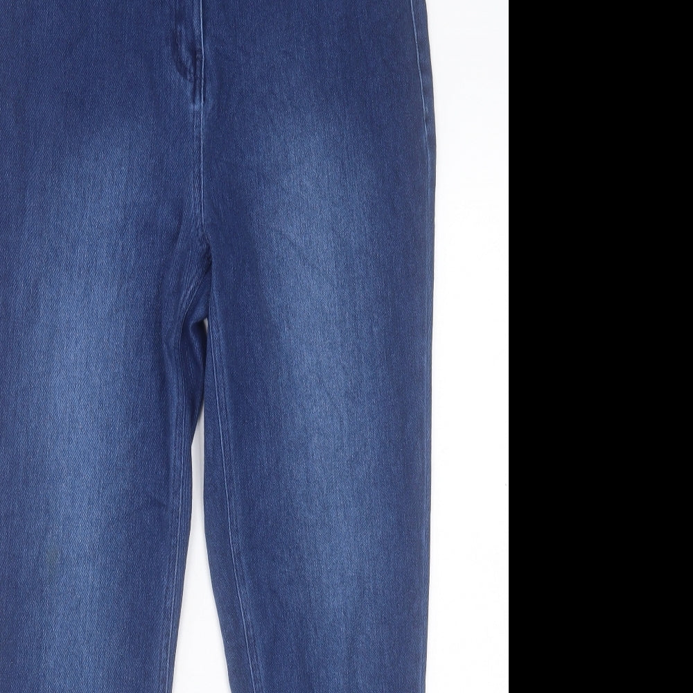 NEXT Womens Blue Cotton Skinny Jeans Size 16 L28 in Regular Button