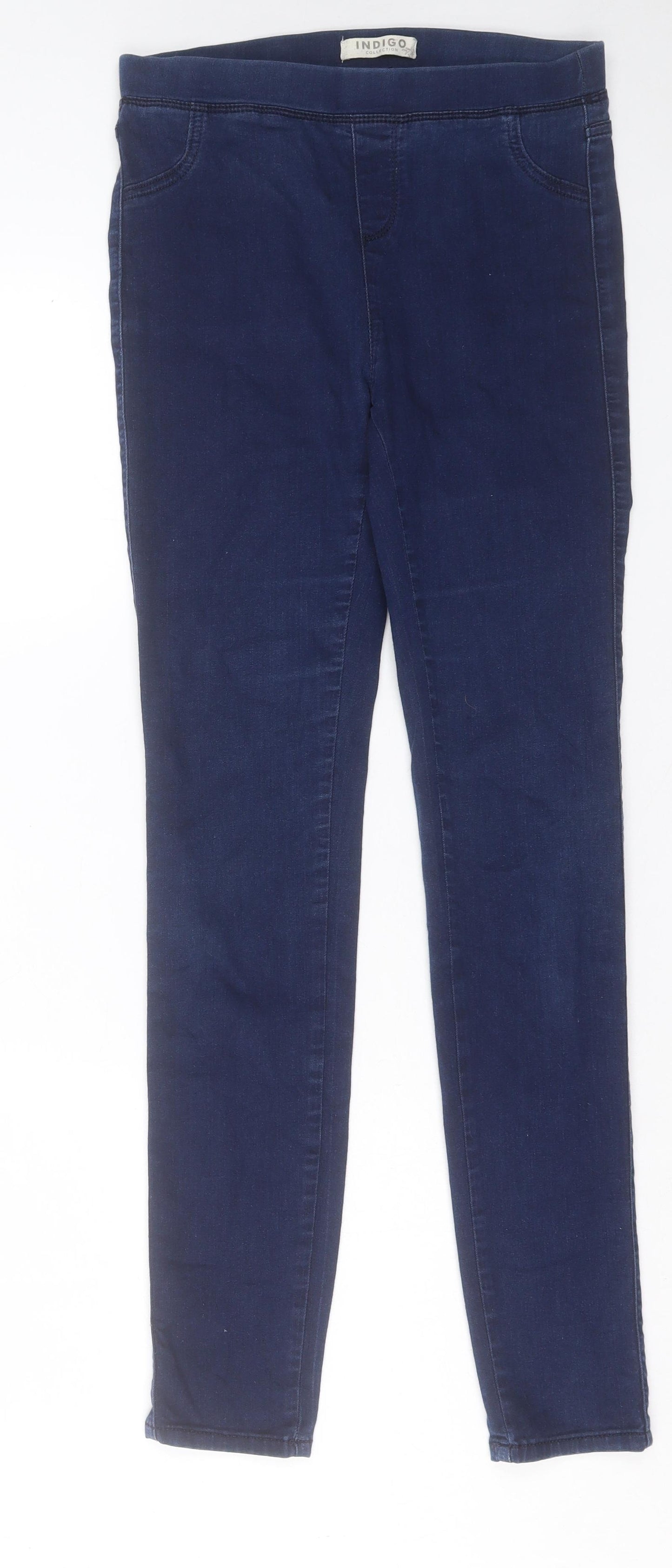 Marks and Spencer Womens Blue Cotton Jegging Trousers Size 10 L30 in Regular