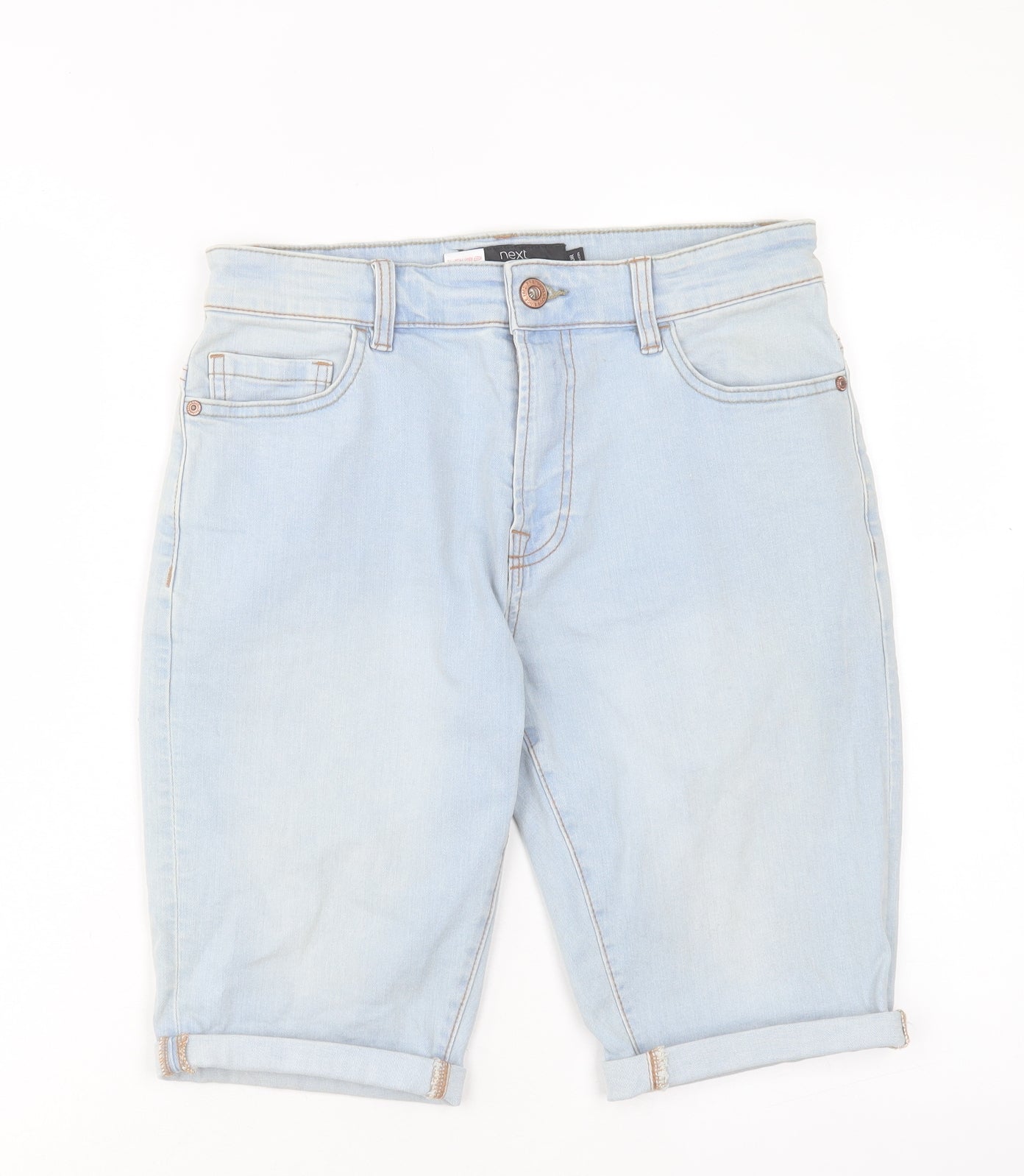 NEXT Mens Blue Cotton Bermuda Shorts Size 30 in L10 in Regular Button