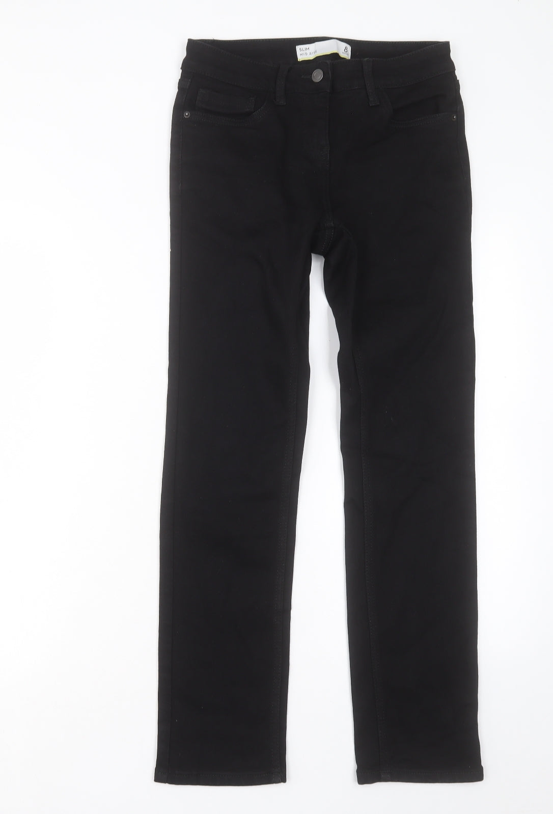 NEXT Womens Black Cotton Straight Jeans Size 8 L28 in Slim Button