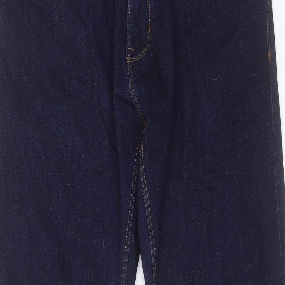 Marks and Spencer Mens Blue Cotton Straight Jeans Size 36 in L29 in Regular Button