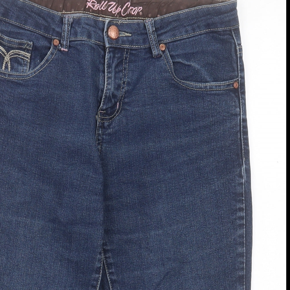 Denim & Co. Womens Blue Cotton Bermuda Shorts Size 12 L14 in Regular Button