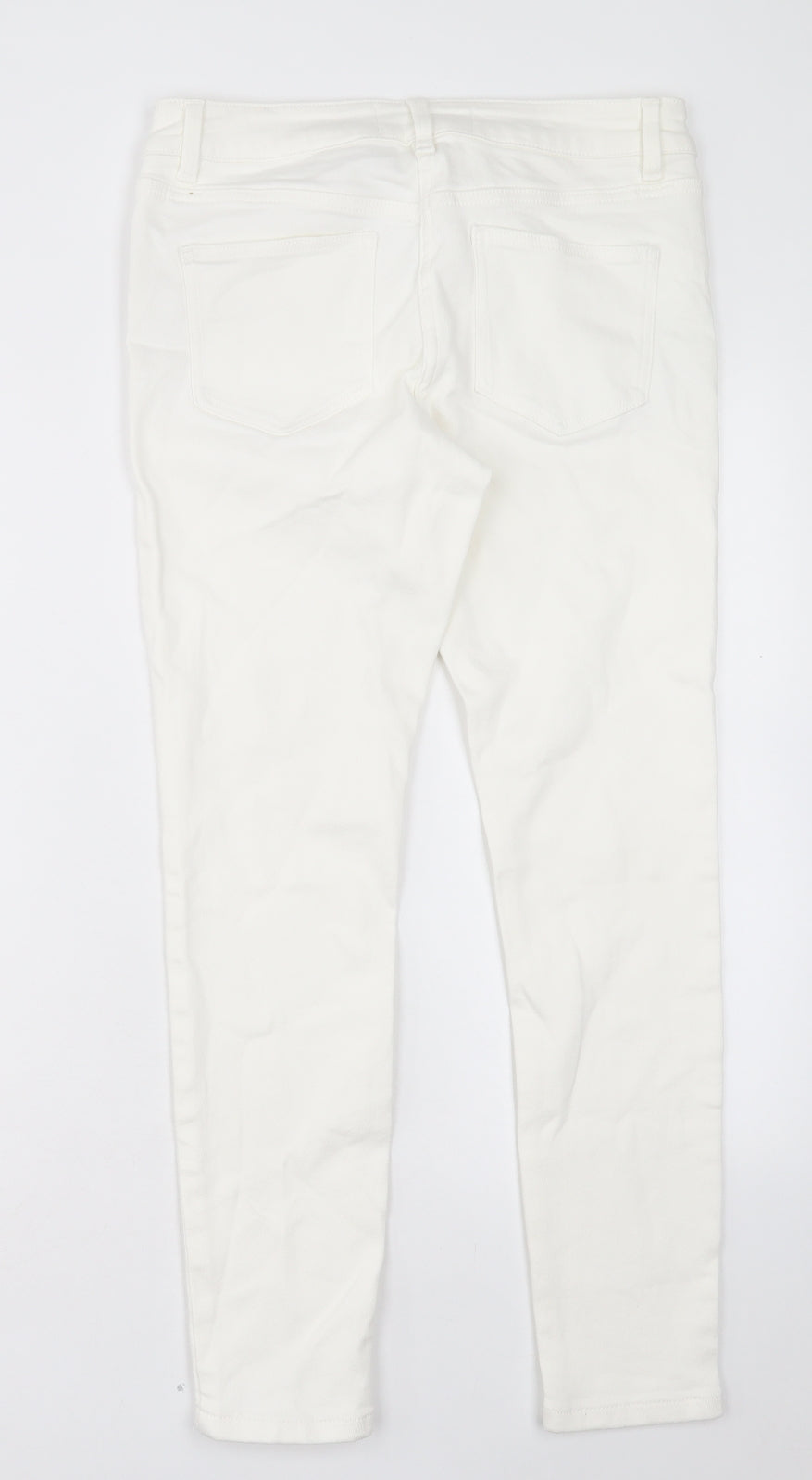 NEXT Womens White Cotton Skinny Jeans Size 12 L27 in Regular Button