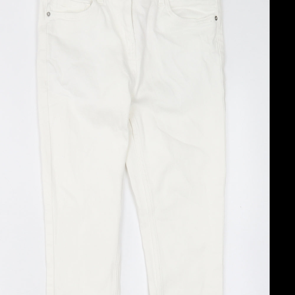 NEXT Womens White Cotton Skinny Jeans Size 12 L27 in Regular Button
