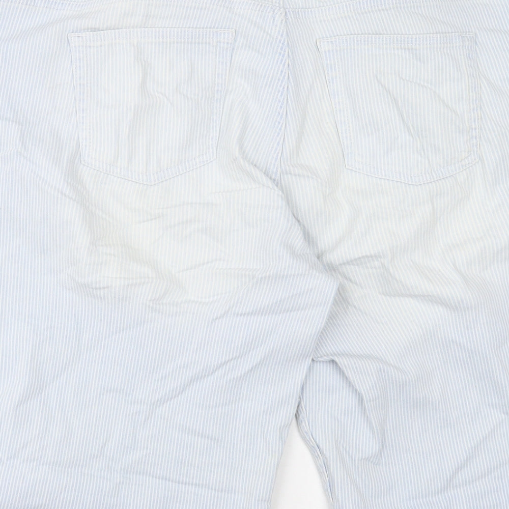 NEXT Womens Black Striped Cotton Bermuda Shorts Size 18 L14 in Regular Button