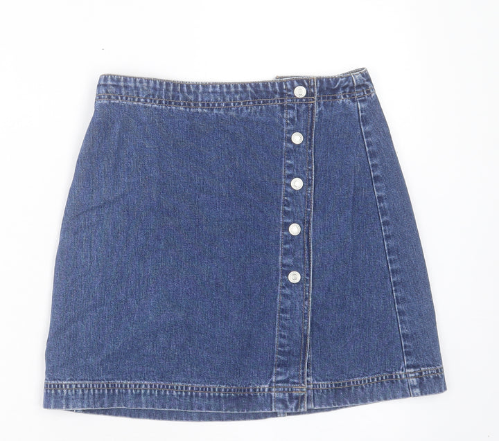 Gap Womens Blue Cotton A-Line Skirt Size 26 in Button