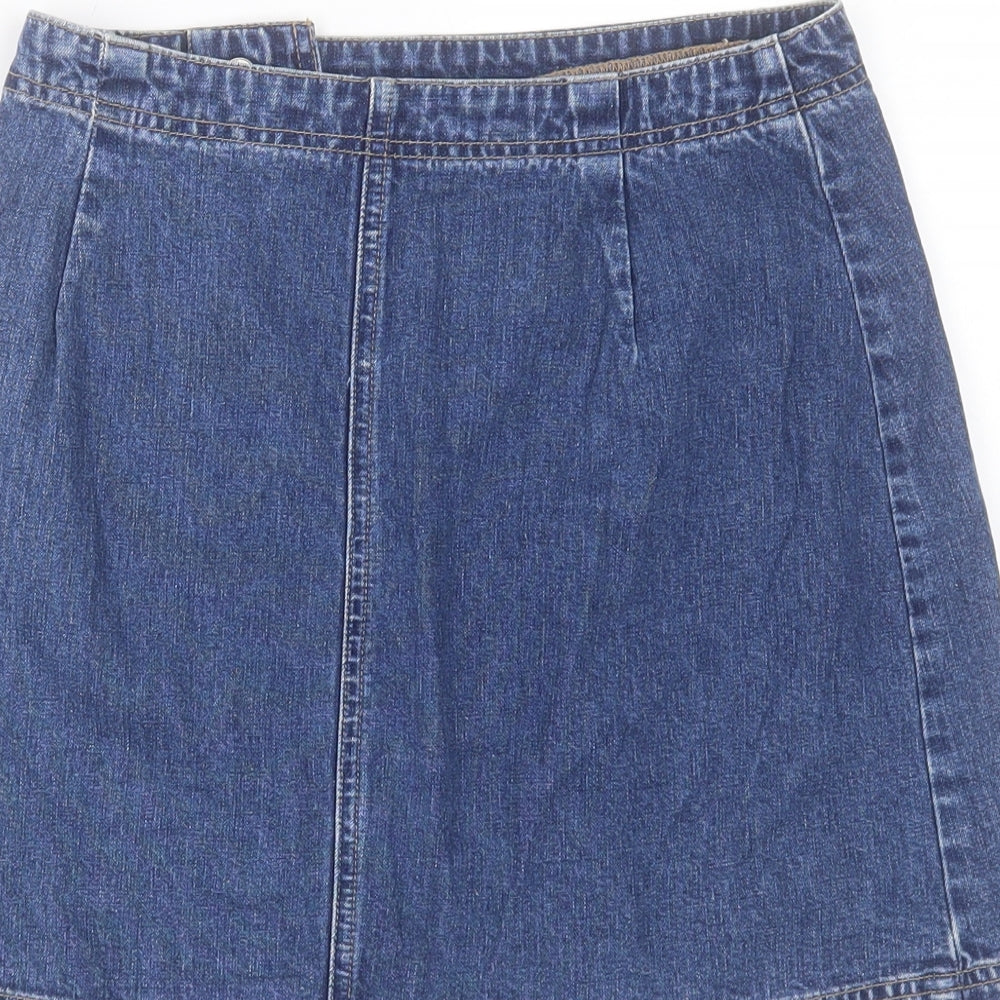 Gap Womens Blue Cotton A-Line Skirt Size 26 in Button