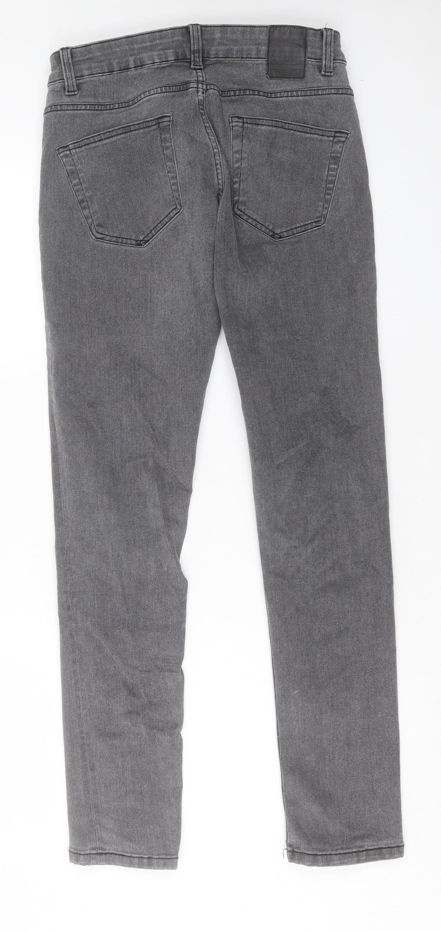 ONLY & SONS Mens Grey Cotton Straight Jeans Size 28 in L32 in Slim Button