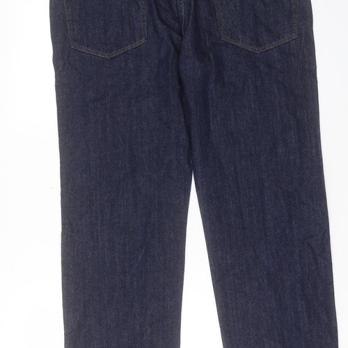 Marks and Spencer Mens Blue Cotton Straight Jeans Size 36 in L29 in Regular Button