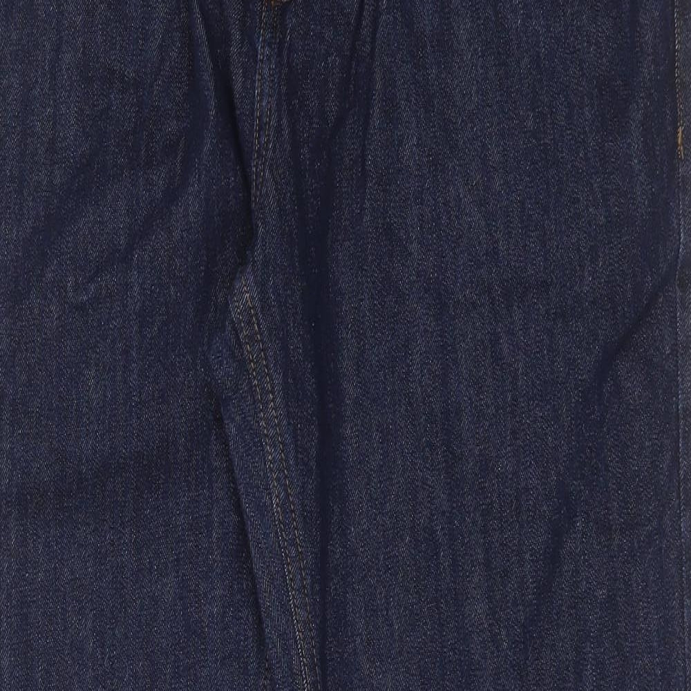 Marks and Spencer Mens Blue Cotton Straight Jeans Size 36 in L29 in Regular Button