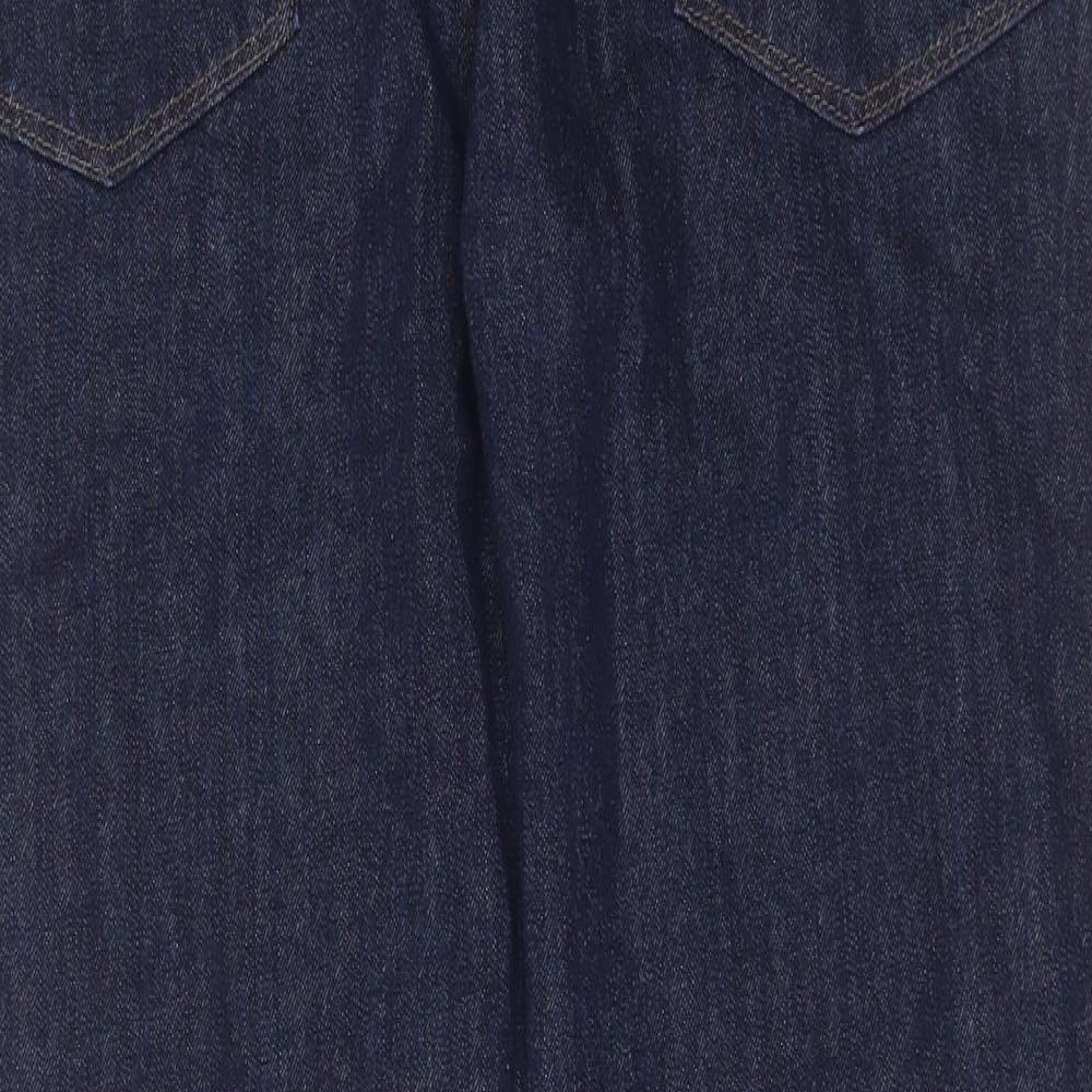 Marks and Spencer Mens Blue Cotton Straight Jeans Size 36 in L29 in Regular Button