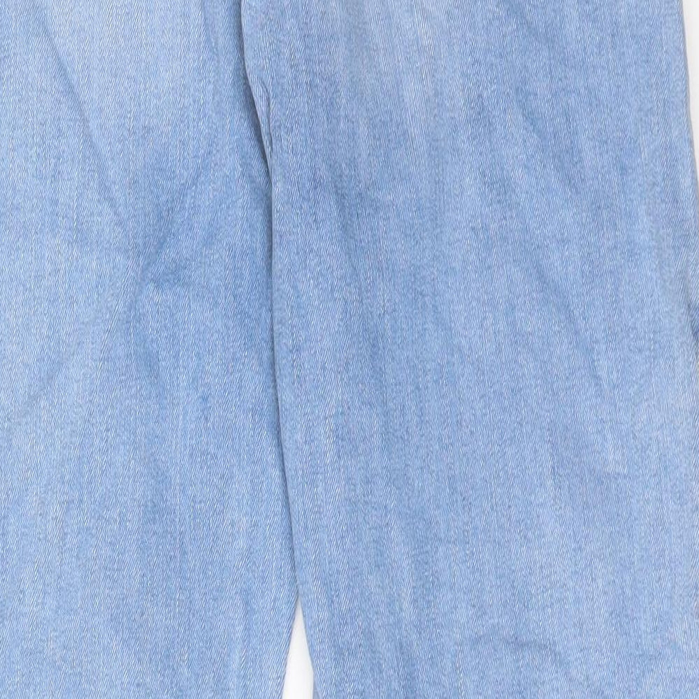 Marks and Spencer Womens Blue Cotton Boyfriend Jeans Size 14 L30 in Regular Button
