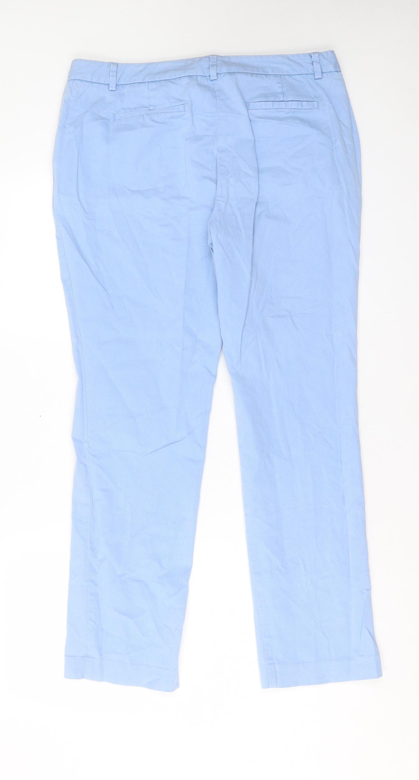 Reiss Womens Blue Cotton Trousers Size 12 L29 in Regular Hook & Eye