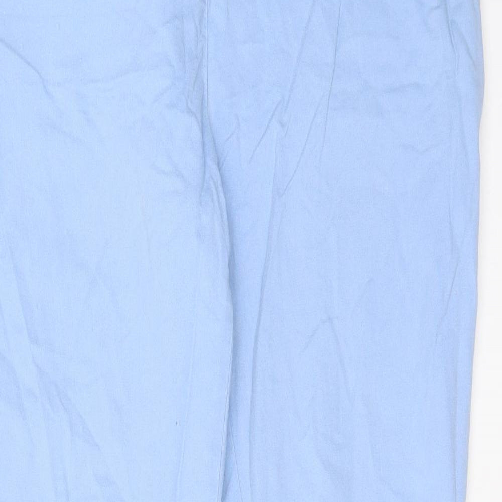 Reiss Womens Blue Cotton Trousers Size 12 L29 in Regular Hook & Eye