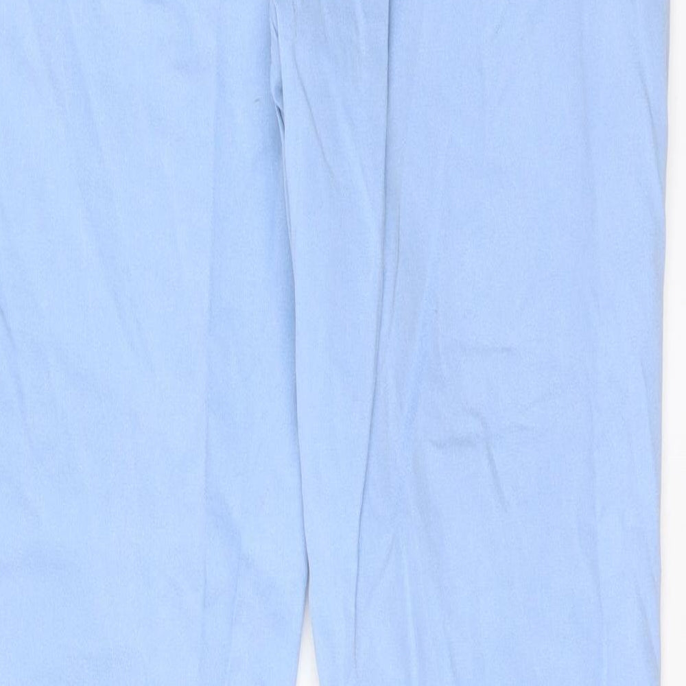 Reiss Womens Blue Cotton Trousers Size 12 L29 in Regular Hook & Eye
