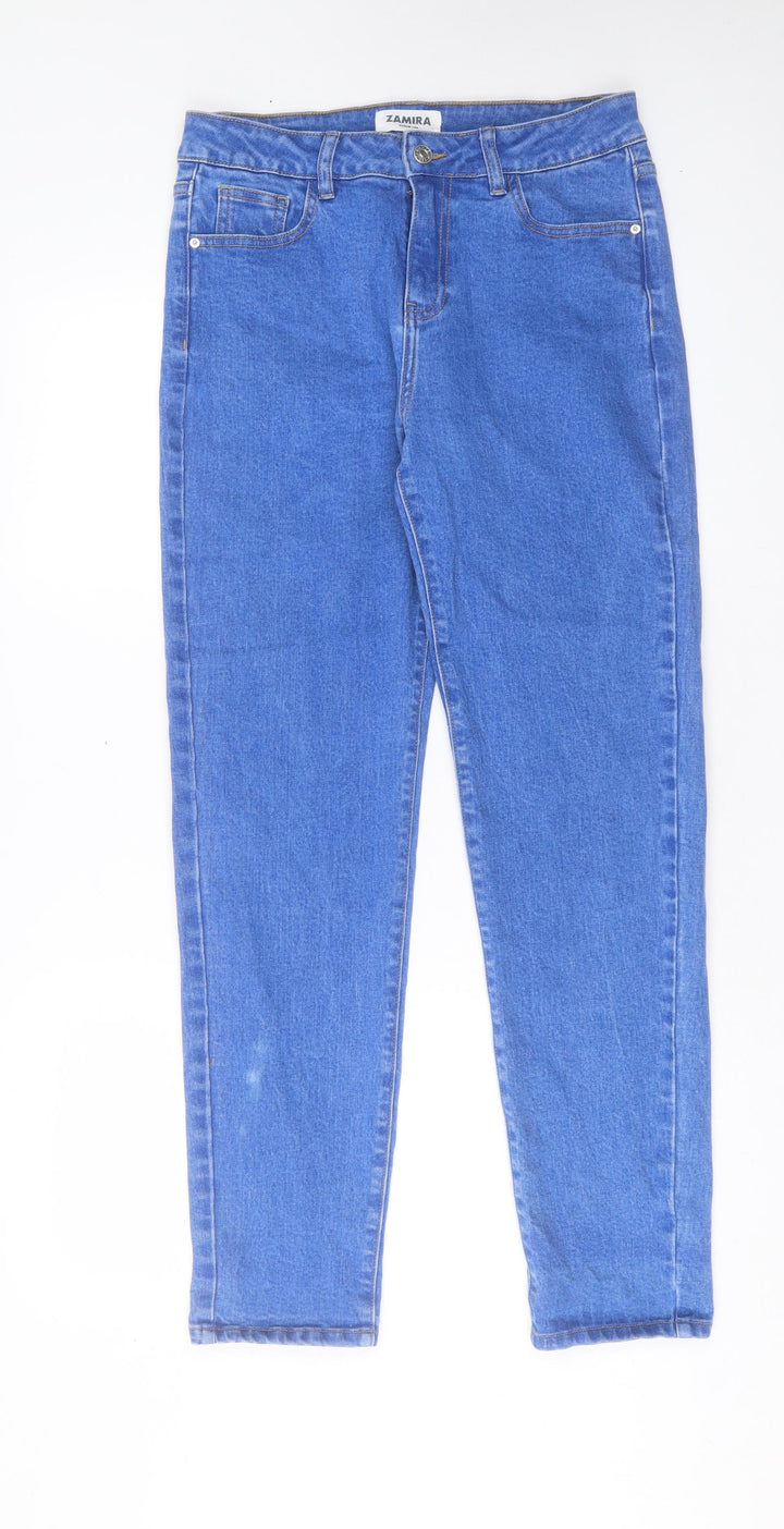 zamira Womens Blue Cotton Straight Jeans Size 32 in L30 in Regular Button