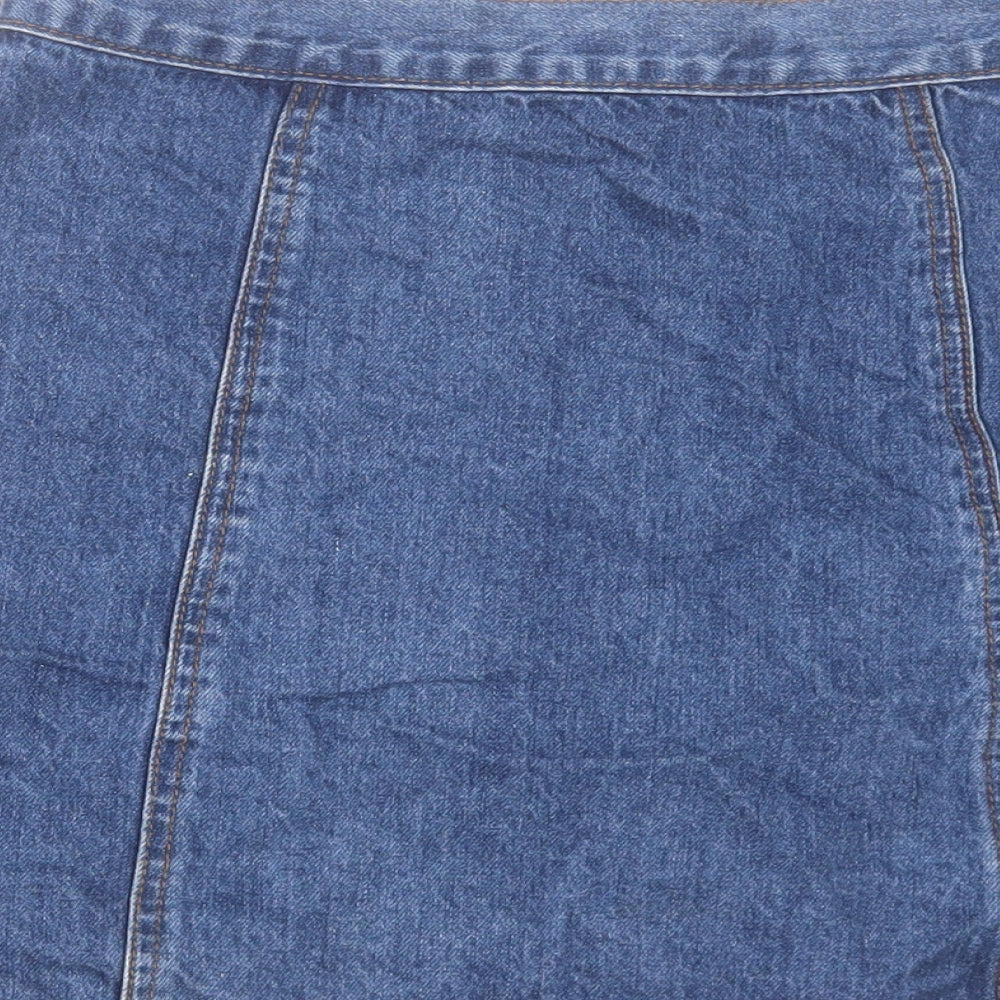 Cooperative Womens Blue Cotton A-Line Skirt Size M Button