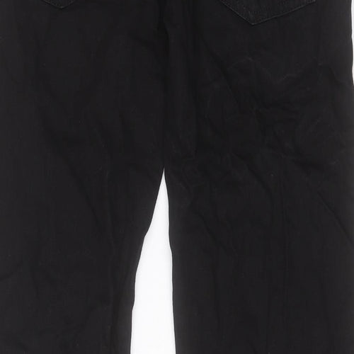 Marks and Spencer Mens Black Cotton Straight Jeans Size 32 in L31 in Regular Button