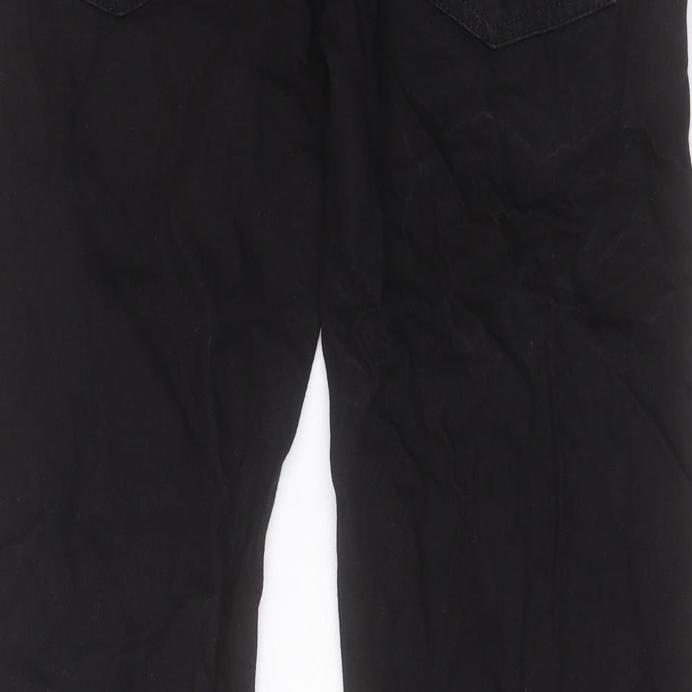 Marks and Spencer Mens Black Cotton Straight Jeans Size 32 in L31 in Regular Button
