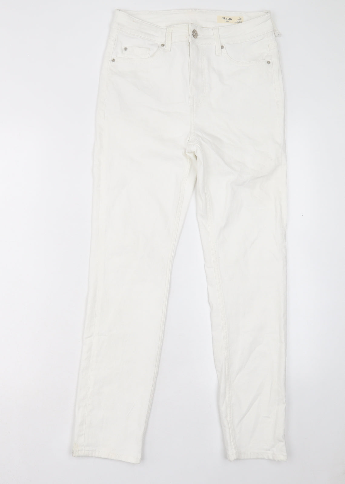 NEXT Womens White Cotton Straight Jeans Size 10 L27 in Slim Button