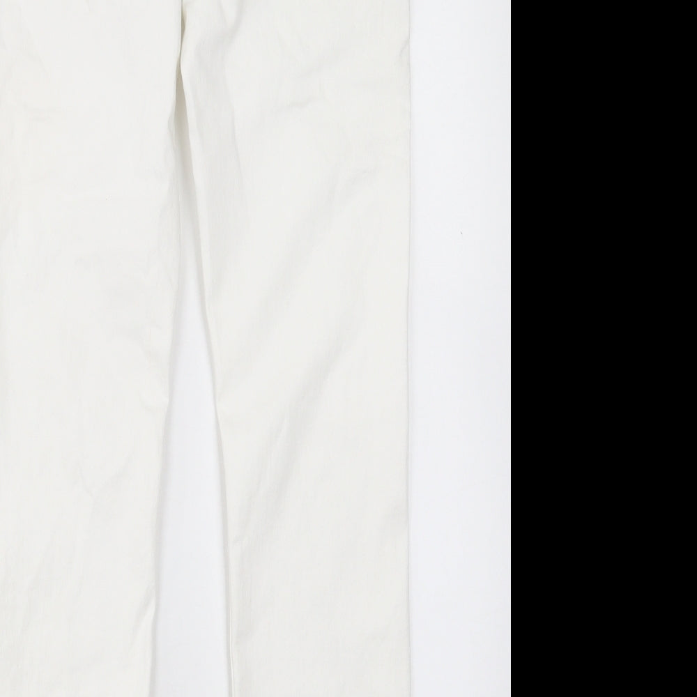 NEXT Womens White Cotton Straight Jeans Size 10 L27 in Slim Button