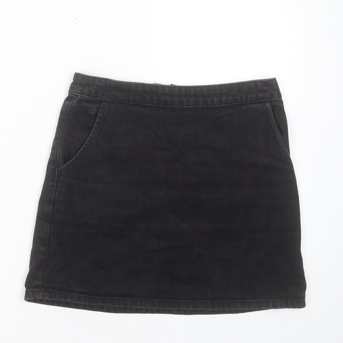 Topshop Womens Blue Cotton A-Line Skirt Size 26 in Zip