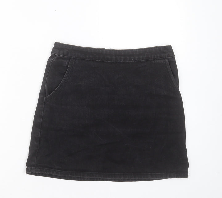 Topshop Womens Blue Cotton A-Line Skirt Size 26 in Zip