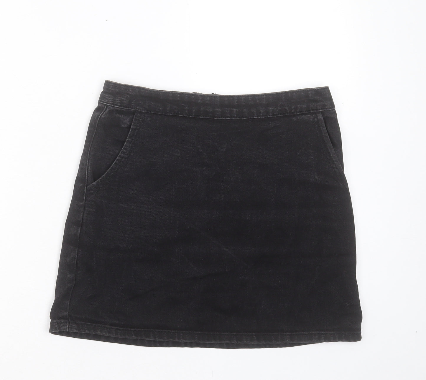 Topshop Womens Blue Cotton A-Line Skirt Size 26 in Zip