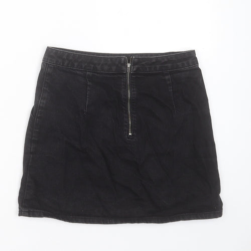 Topshop Womens Blue Cotton A-Line Skirt Size 26 in Zip