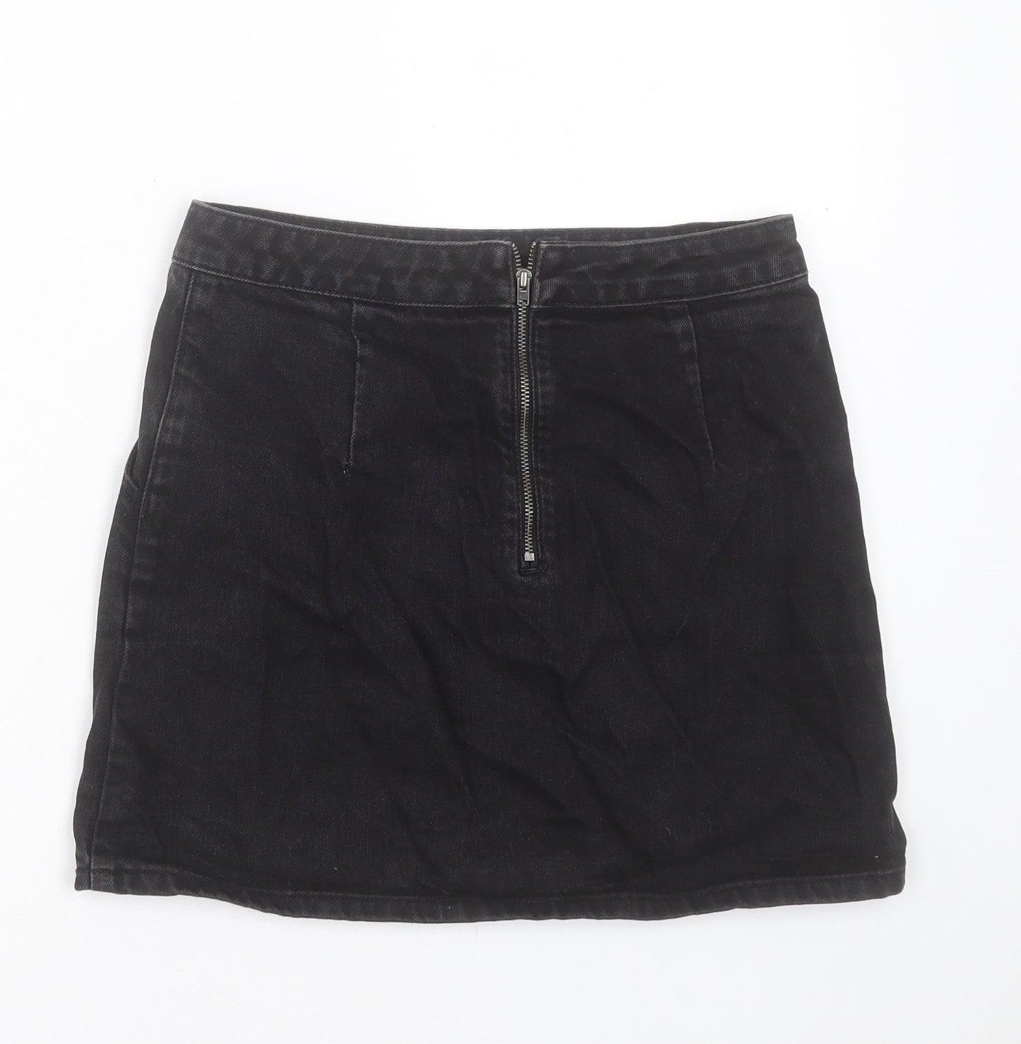 Topshop Womens Blue Cotton A-Line Skirt Size 26 in Zip
