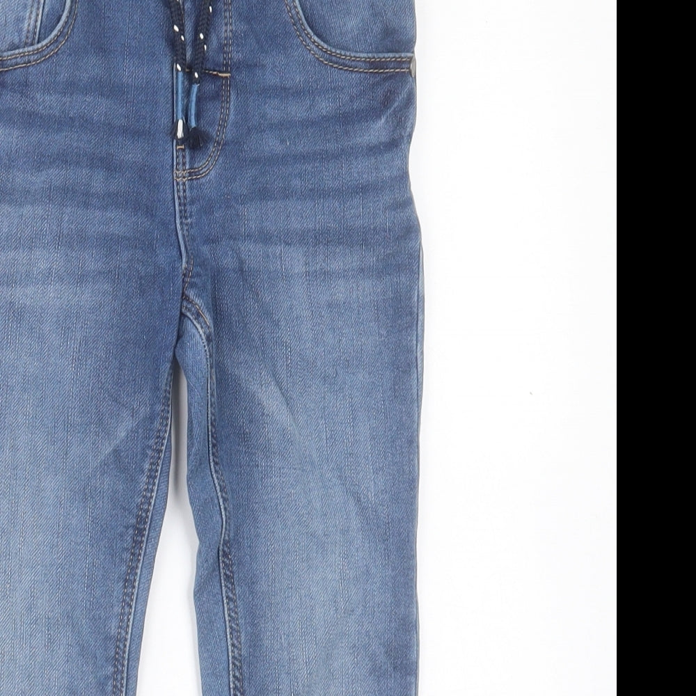 Marks and Spencer Boys Blue Cotton Straight Jeans Size 4-5 Years Regular Drawstring