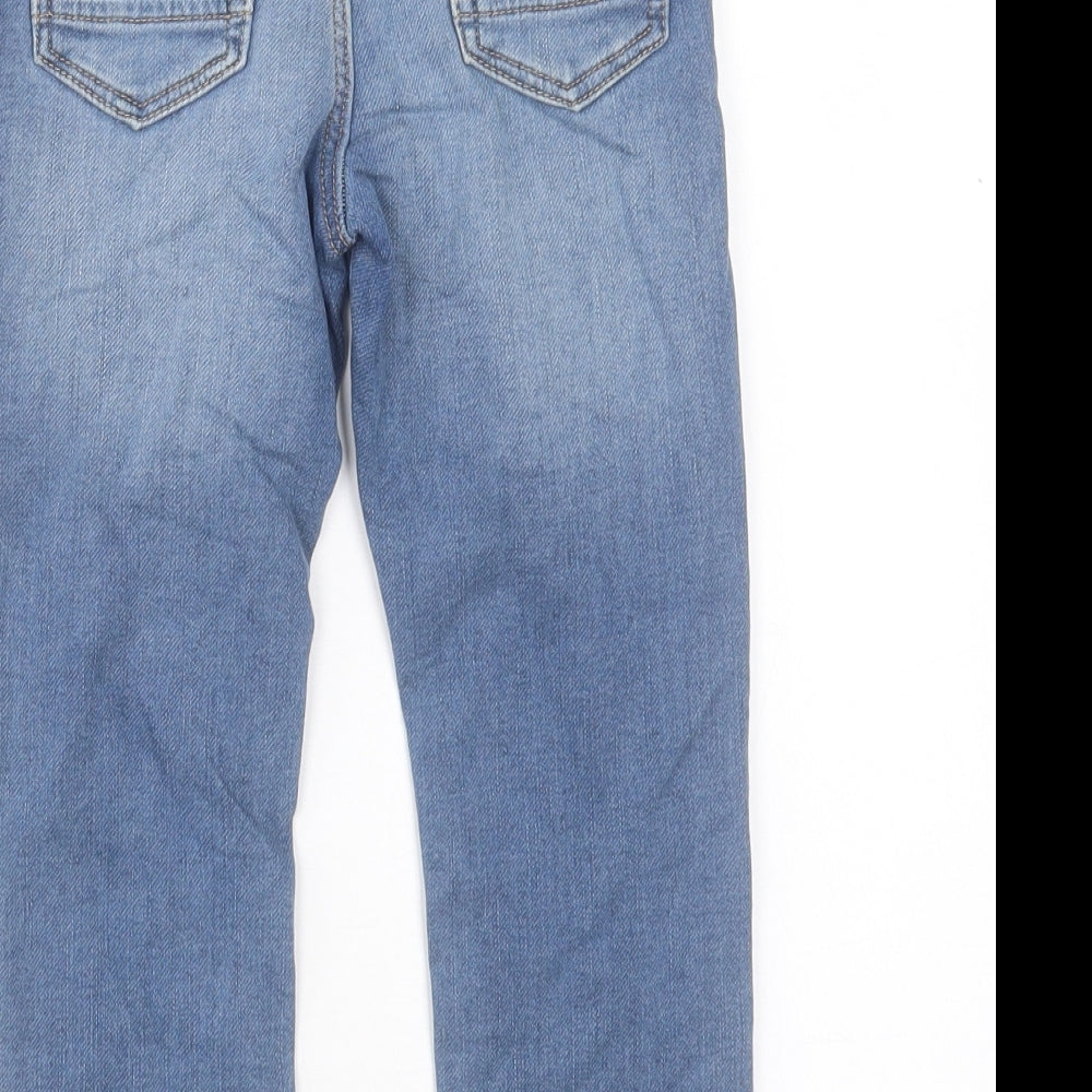 Marks and Spencer Boys Blue Cotton Straight Jeans Size 4-5 Years Regular Drawstring