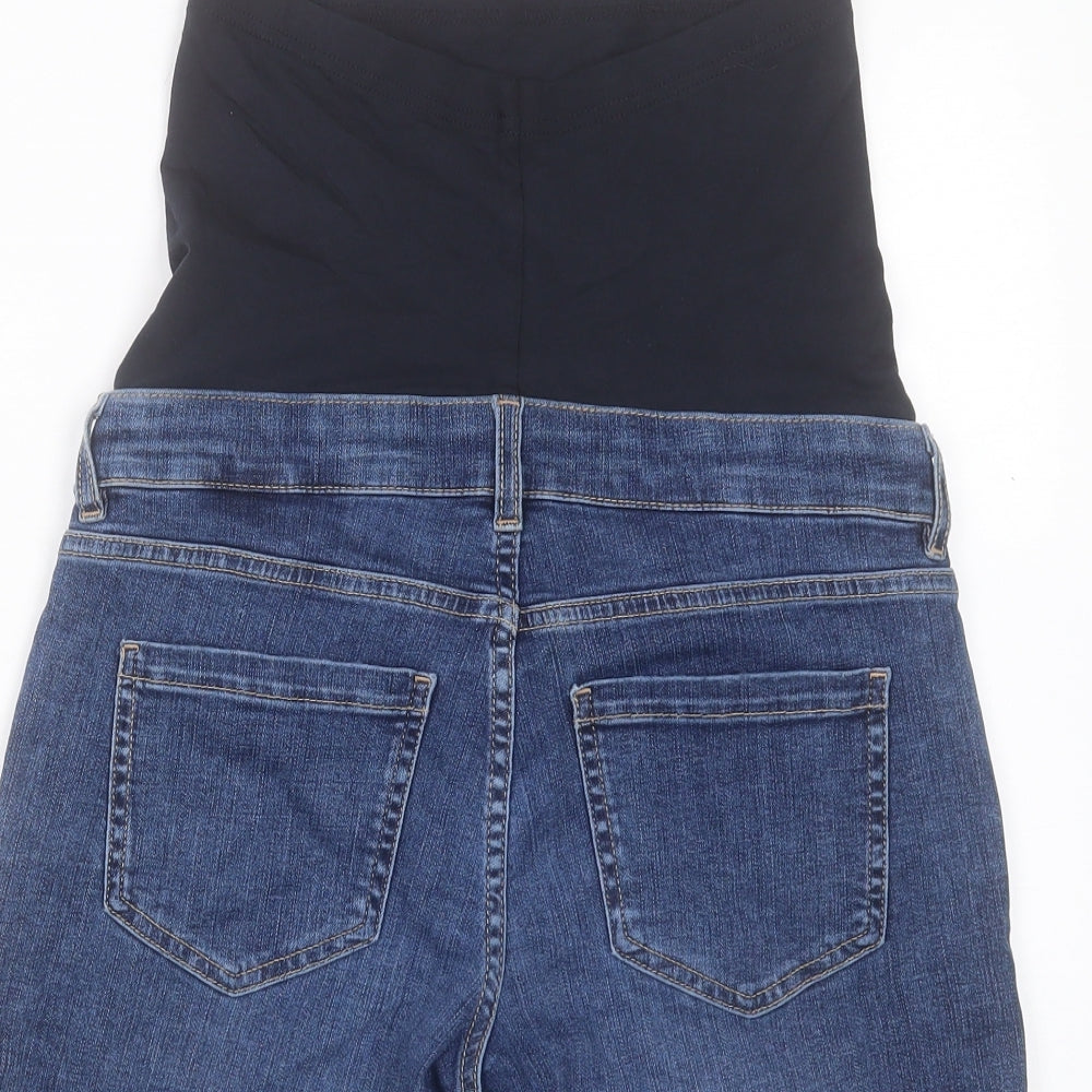 Marks and Spencer Womens Blue Cotton Boyfriend Shorts Size 8 L5 in Regular Button