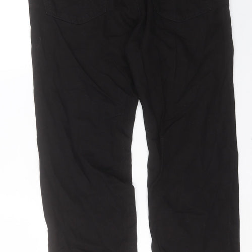 Marks and Spencer Mens Black Cotton Straight Jeans Size 34 in L29 in Regular Button - Short Leg