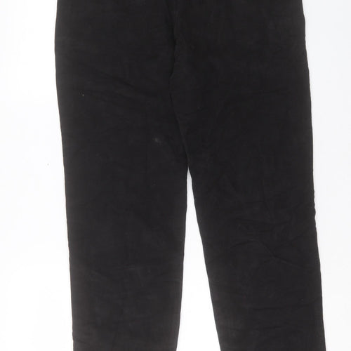 Marks and Spencer Mens Black Cotton Trousers Size 32 in L29 in Regular Button - Short Leg