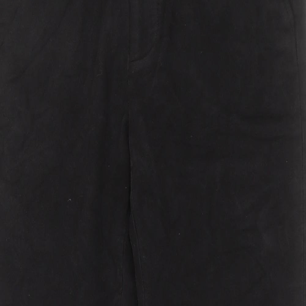 Marks and Spencer Mens Black Cotton Trousers Size 32 in L29 in Regular Button - Short Leg