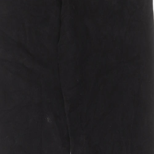 Marks and Spencer Mens Black Cotton Trousers Size 32 in L29 in Regular Button - Short Leg