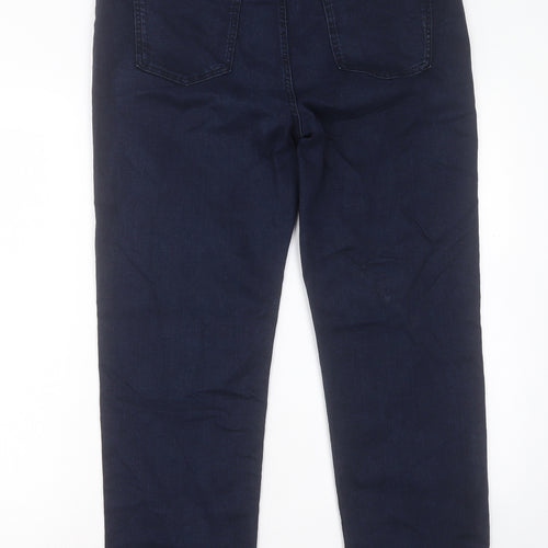 Marks and Spencer Womens Blue Cotton Straight Jeans Size 18 L28 in Regular Button