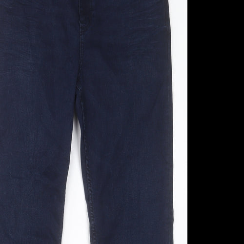 Marks and Spencer Womens Blue Cotton Straight Jeans Size 18 L28 in Regular Button