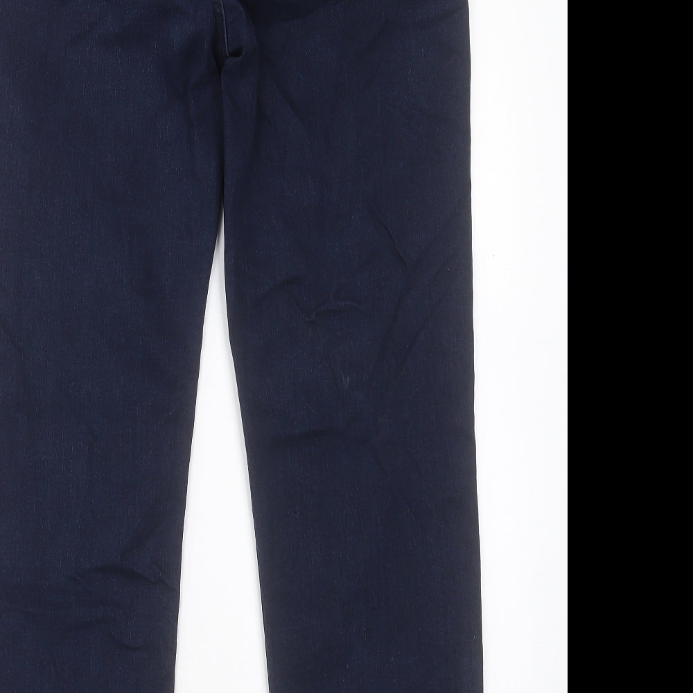 Marks and Spencer Womens Blue Cotton Straight Jeans Size 18 L28 in Regular Button