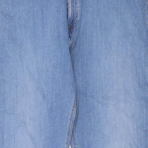 Marks and Spencer Mens Blue Cotton Straight Jeans Size 44 in L29 in Regular Button - Short Leg