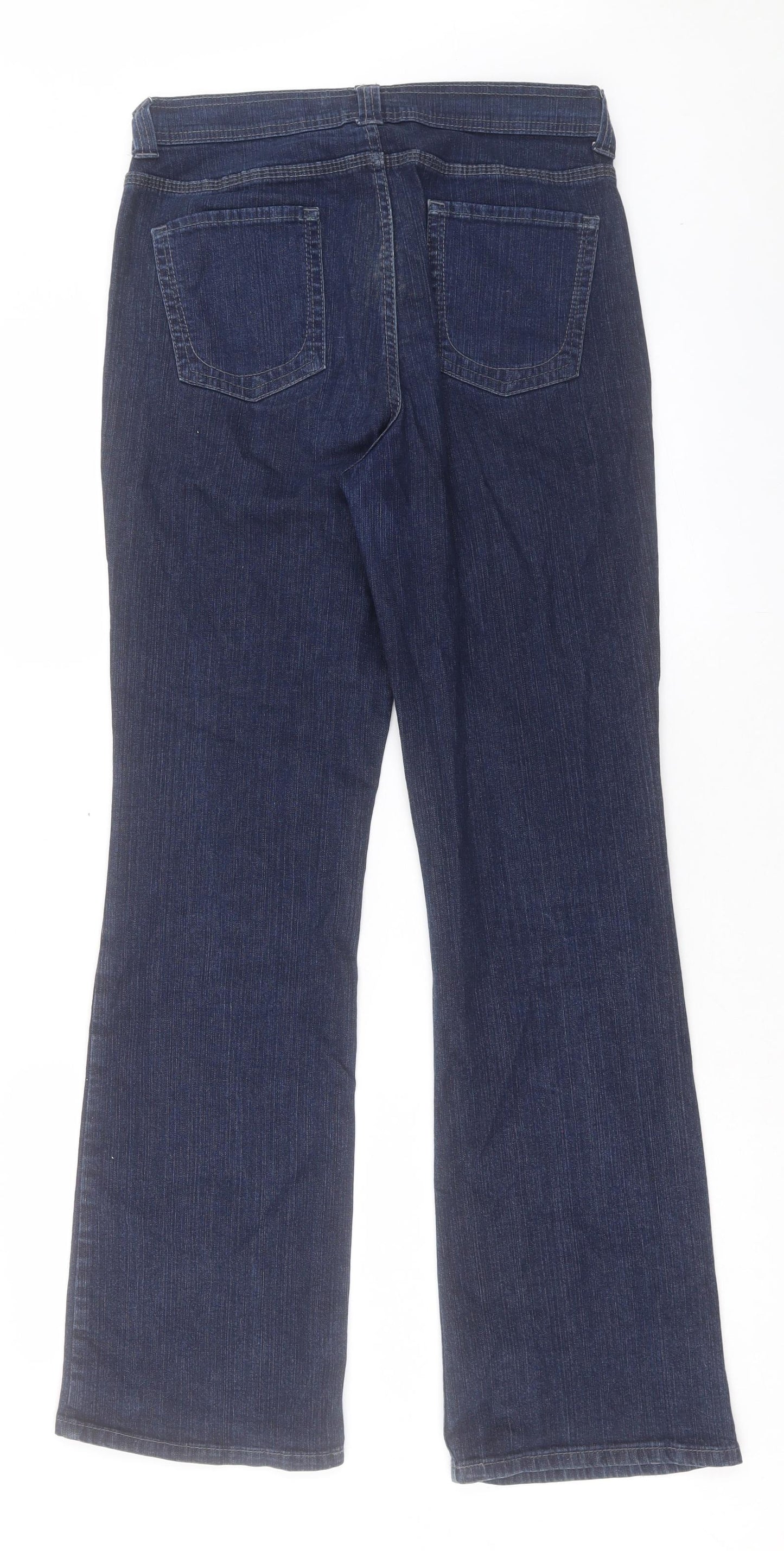 Marks and Spencer Womens Blue Cotton Bootcut Jeans Size 12 L32 in Regular Button