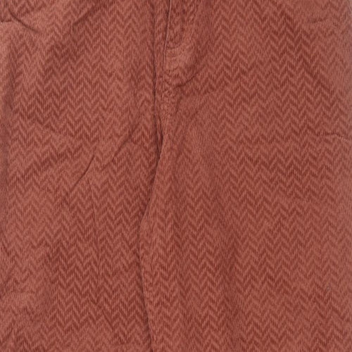 Massimo Dutti Womens Brown Geometric Cotton Trousers Size 14 L30 in Regular Button