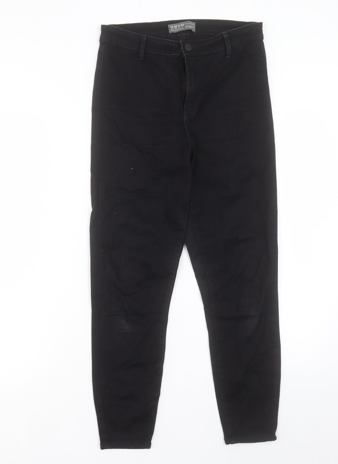 Denim & Co. Womens Black Cotton Skinny Jeans Size 12 L25 in Regular Button